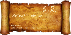 Sáhó Réka névjegykártya